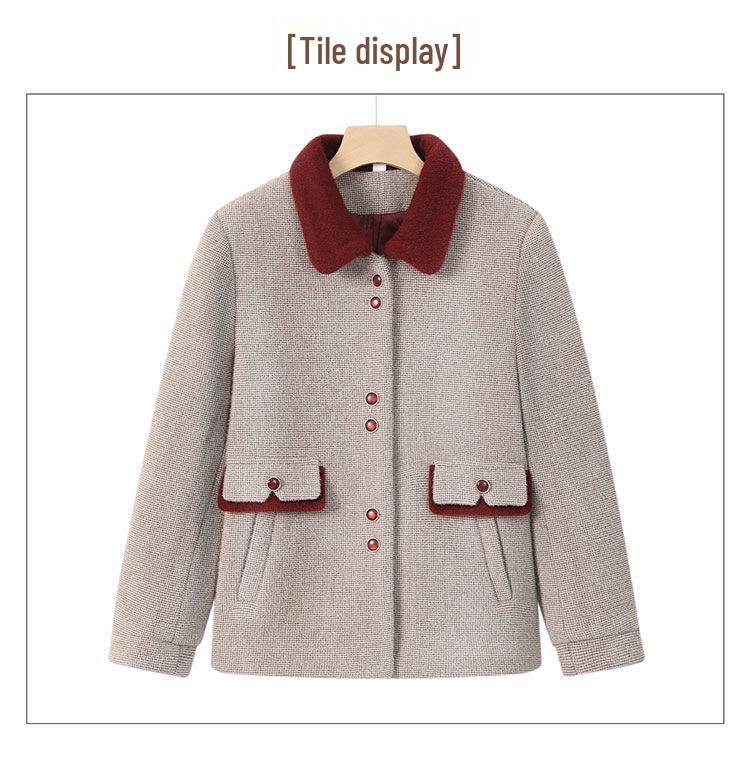 Mom's Quilted Woolen Coat: Petite Faux Mink Velvet for Middle-Aged & Elderly Women's Fall & Winter Clothing