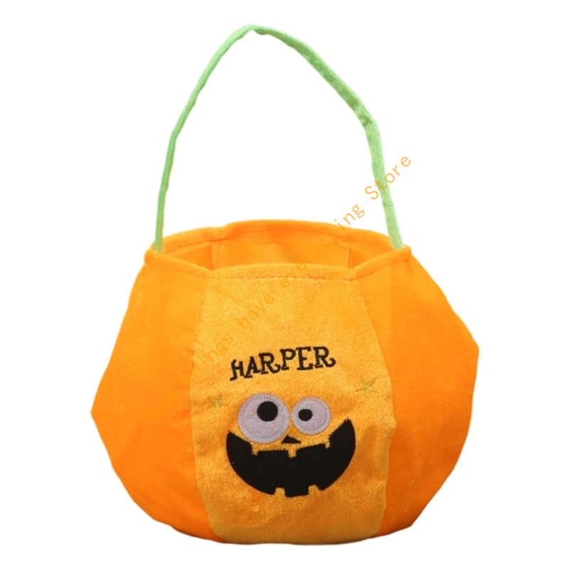Seasonal Pumpkin Collector Bag Big Capacity Design Sturdy Velvets Fabric Party Essential For Kids Gatherings 55KF