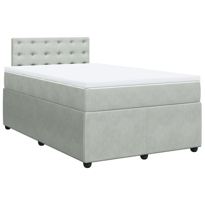 VidaXL Slatted Bed Base and Mattress Light Grey 120x190cm Velvet 3289998