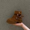 Children's retro chunky heel foldable two-way wear girls' Maillard height-increasing Martin boots, new autumn and winter thick-soled short boots