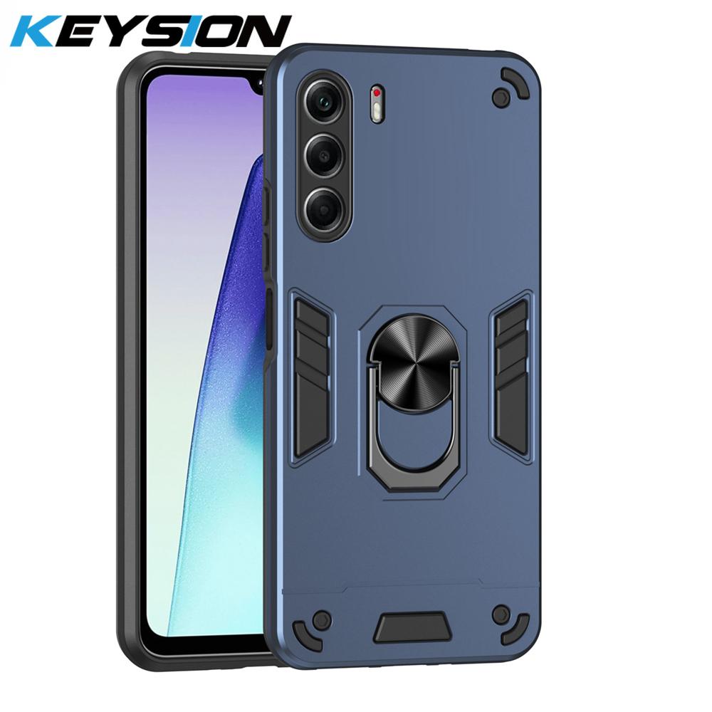 

KEYSION Противоударный бронированный чехол для TECNO Camon 40 Pro 4G 5G Мягкий силикон+ПК Металлическая кольцевая подставка Задняя крышка телефона для CAMON 40 4G for Camon 40 Pro 5G синий