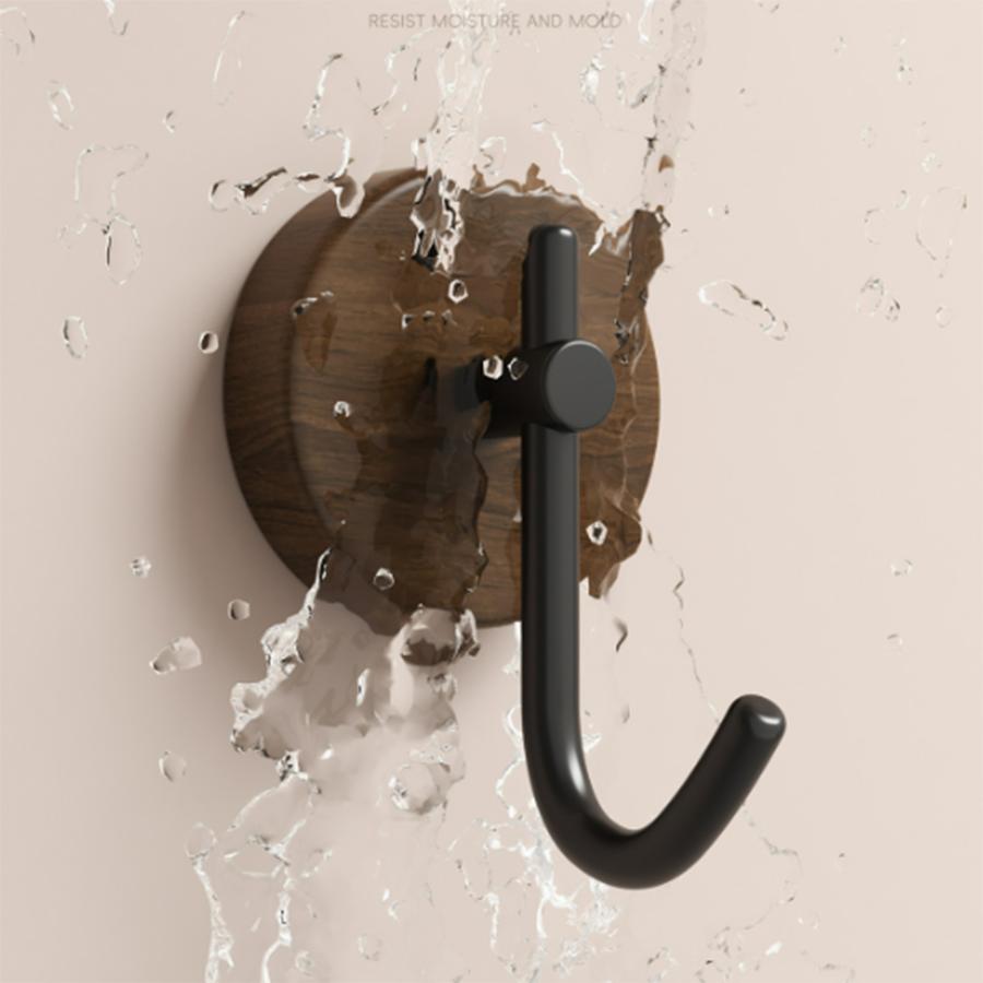 Self-sticking Pure Wooden Hook In Walnut Color for Keys, a Decorative Towel Hanging Hook, Door Hanger, Wall-mounted Coat Rack