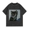 Lustige Katzenbande Meme Grafik T-Shirts Herren Damen Mode Vintage Gewaschene T-Shirts Sommer Hohe Qualität Baumwolle Übergroße T-Shirts