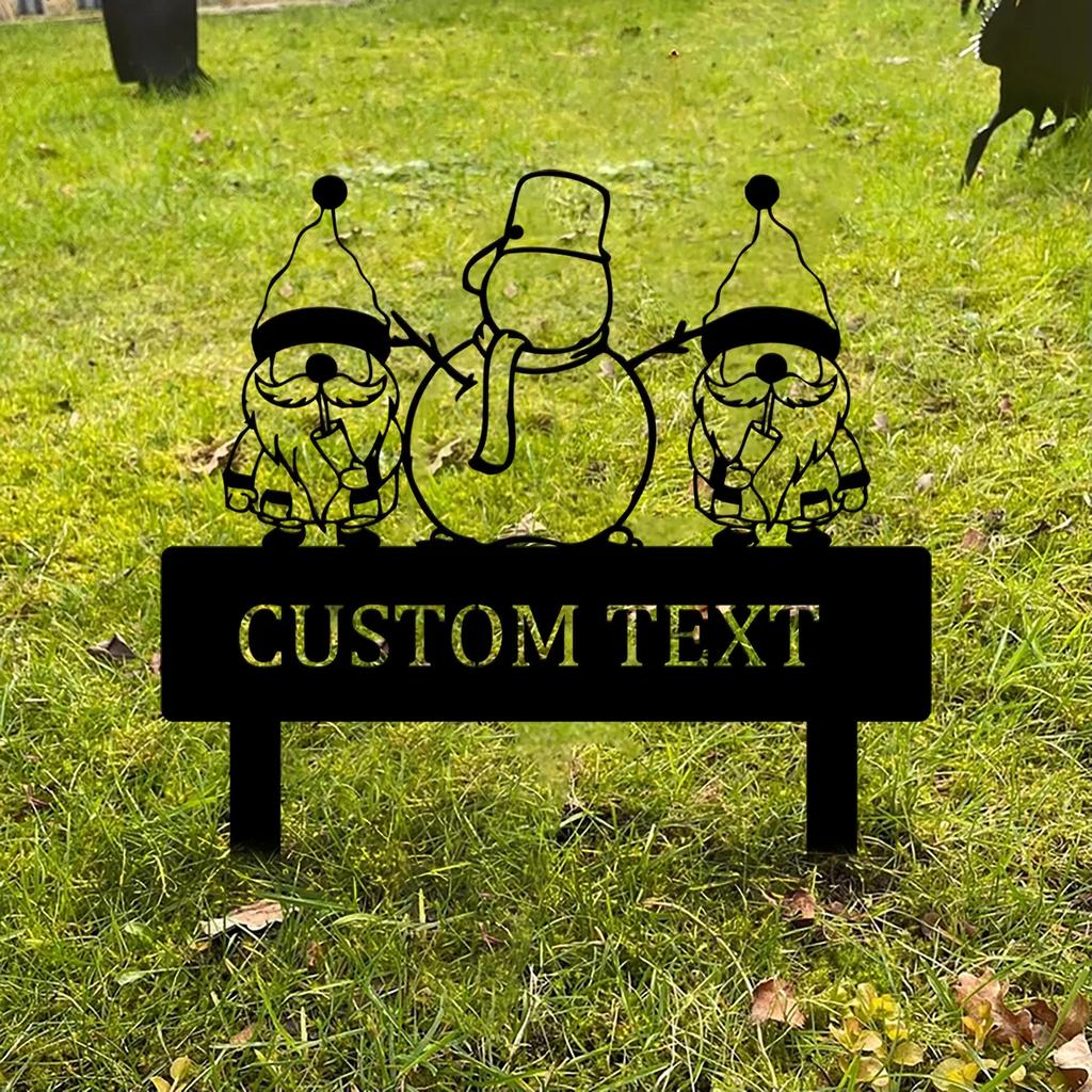 Personalized Santa Claus Metal Yard Sign, Garden Stake Outdoor Decor for Courtyard