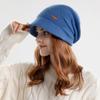 Winter Women's Warm Knitted Hat with Plush Moon Hat Wide Brim Show Face Small Ear Protection Hat
