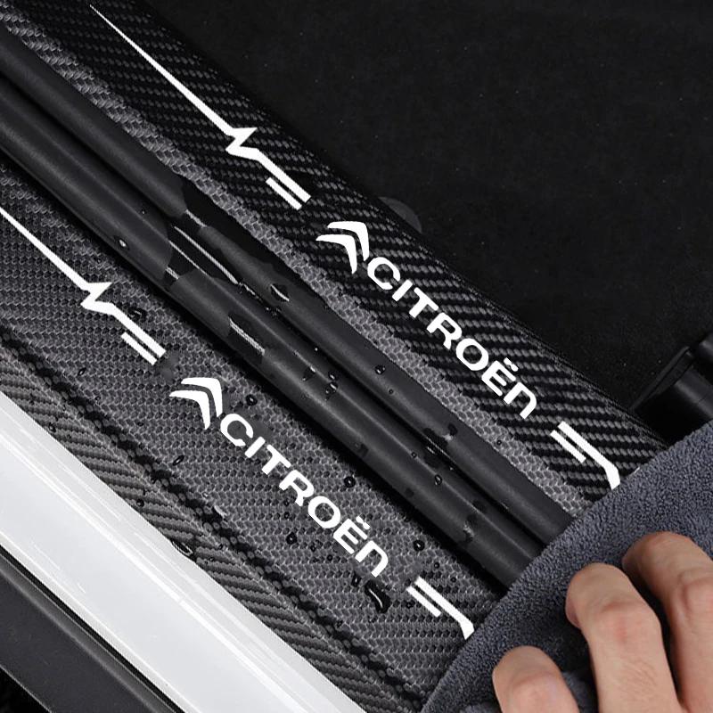 Kolfiber Bil Dörrtröskel Skyddsklistermärken för Citroen Xsara C-Elysee Jumpy DS3 DS4 DS4S DS5 DS7 Berlingo C2 C3 Reptålig