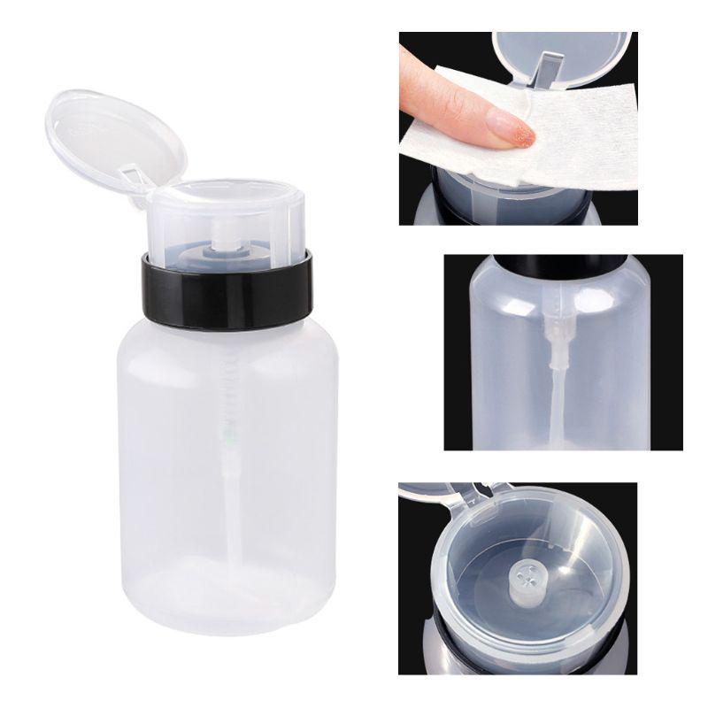 200ml Clear Push Down Empty Bottle Press Pump Dispenser Nail Polish Container