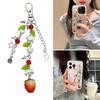 Handmade Keychain Strawberry/Peach Charm Key Chain Colorful Beaded Keyring Charm
