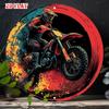 D Flat OnePiece Round Sign Measuring Cm Featuring a Dirt Bike Design Ideal for Decorating Walls In Homes Garages