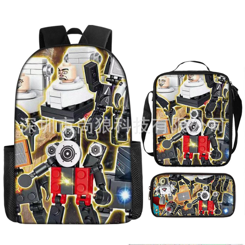 Titan Klok Man Schooltas Monitor Oorlogen Toilet Man Rugzak Tv Audio Man Rugzak Jongens Tas