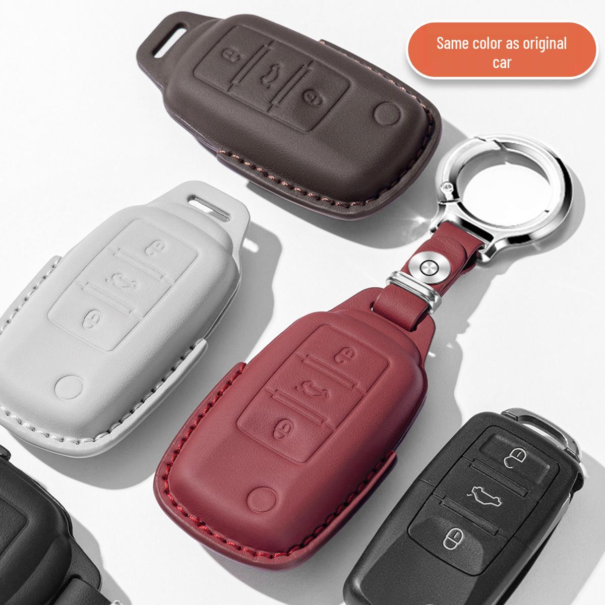 Premium Cowhide Key Cover for Volkswagen Sagitar – Unisex Car Accessory