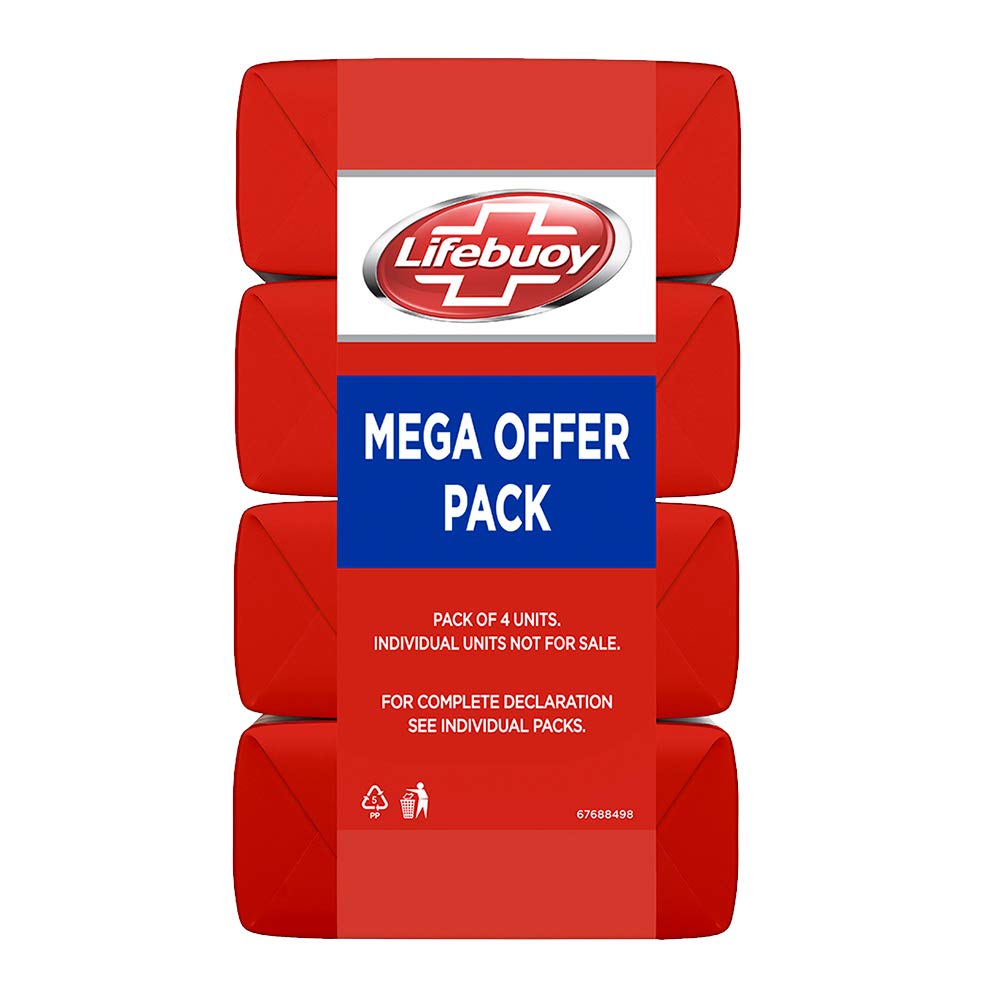 LIFEBUOY Total 10 Barras de Sabão 125 g X Pacote de 4 Para Higiene Familiar Diária e Limpeza Profunda Proteção contra Germes Barra para Banho