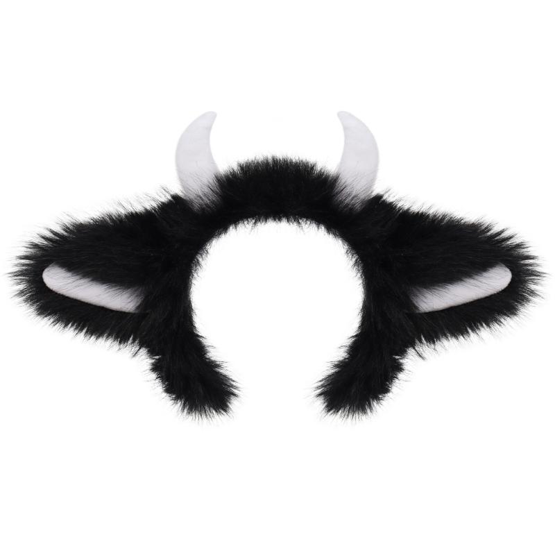 Fuzzy Devil Horn Headpiece Halloween Party Supply Furry Hairband With Lightweight Design Halloween Hair Ornaments