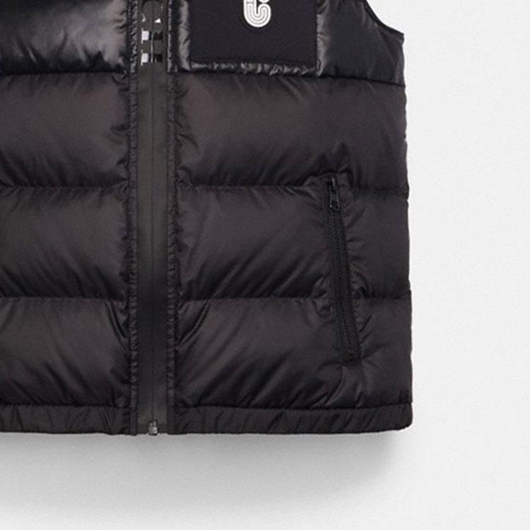Coach Logo Print Stand Collar Zip Casual Sleeveless Down Jacket Men Jacket Black CG626-R81