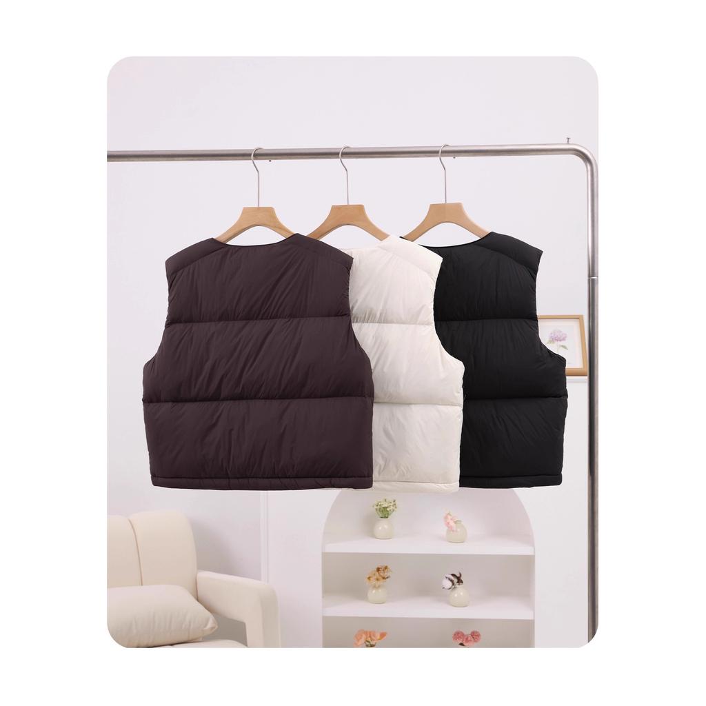[For brick and mortar store] Duck down vest women's round neck thickened outer wear light luxury loose down vest