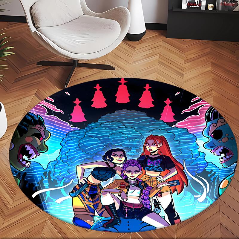 Huntrix (58) Round Office Rug Decorative Floor Rug for Office Bedroom Living Room and Home Space