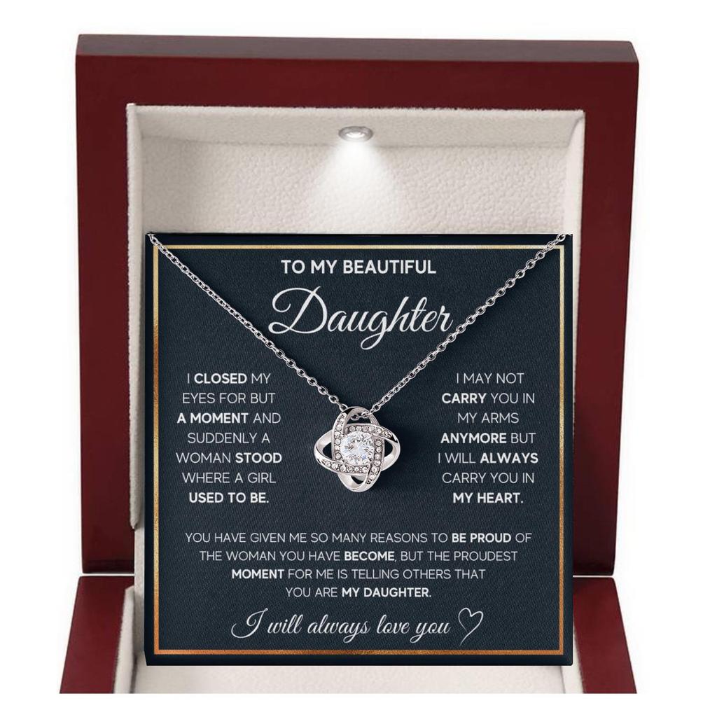 Stainless Steel Diamond Four-Leaf Clover Necklace, Non-Fading, Stylish Gift for Daughter