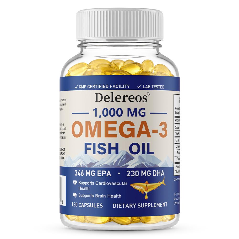 Fish Oil 1000 Mg Dietary Supplement, With Omega-3, Epa, Dha, 120 Softgels Per Bottle 120 Capsules