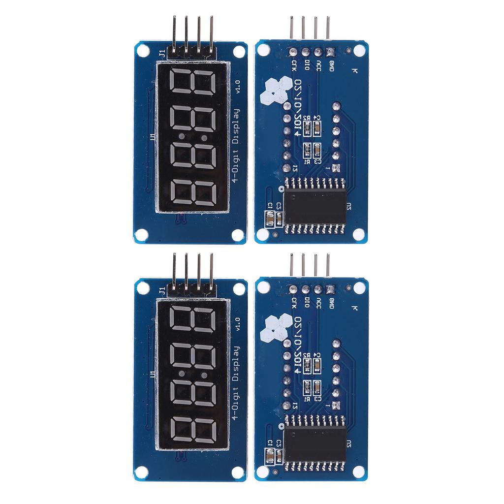 4Pcs 4 Digit Tube Display Module Red Adjustable Brightness LED Segment Support for TM1637 Drive Chip with Clock