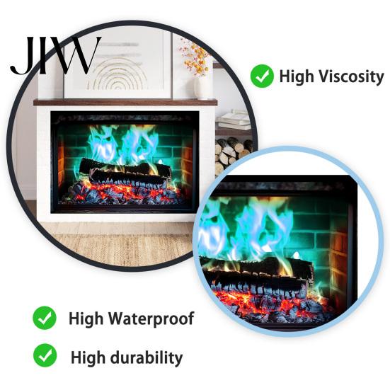Cozy Living Room Decor Fireplace Flame Wall Decal, Vintage European Background Sticker, Self-Adhesive Waterproof Window Sticker Mural for Dining Space
