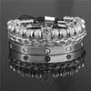 Vintage Crown Stainless Steel Bracelet Set With Letter And Number Charms For Men And Women