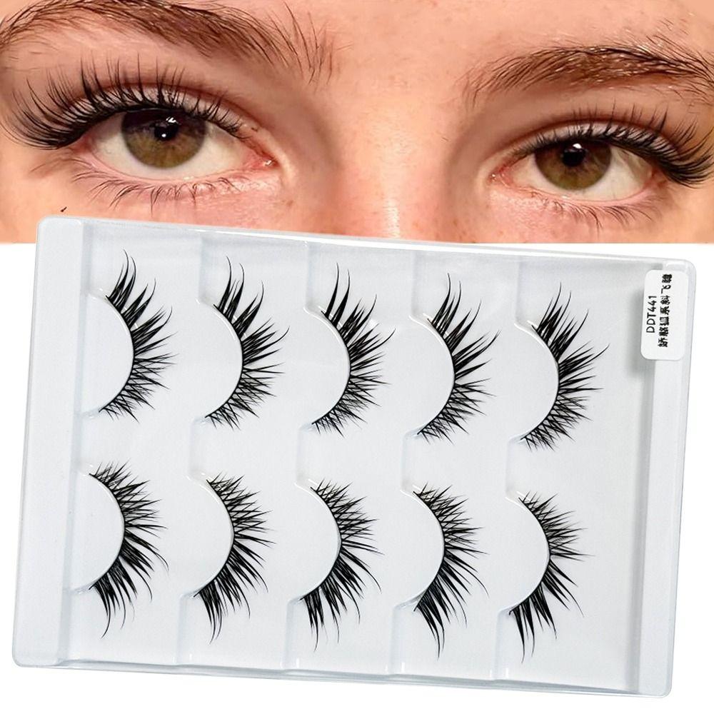 5 Pairs Wispy Foxy Eye Lashes Long Natural Fake Lashes Women's Beauty Eyelashes  Eye Extension