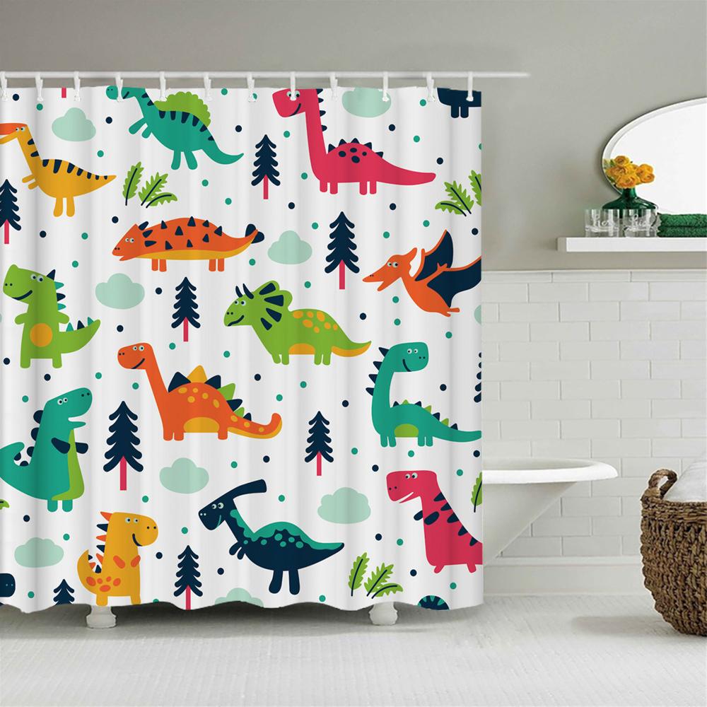 Funny Animal Print Shower Curtain Cute Cartoon Animal Bath Curtain For Bathroom Bathtub Bathing Cover Shower Curtains Home Decor
