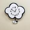 Mute Wall Hanging Clock with Quiet Movement and Swing Sheep Pendulum Cartoon Cloud Shape for Children Bedroom Decors