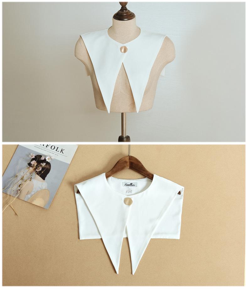 Preppy Navy Collar Sleeveless Button-Up Dickey Shawl