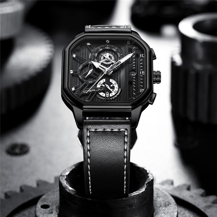CRRJU New Belt Men's Watch Watch Simple Business Personality Men Fashion Waterproof