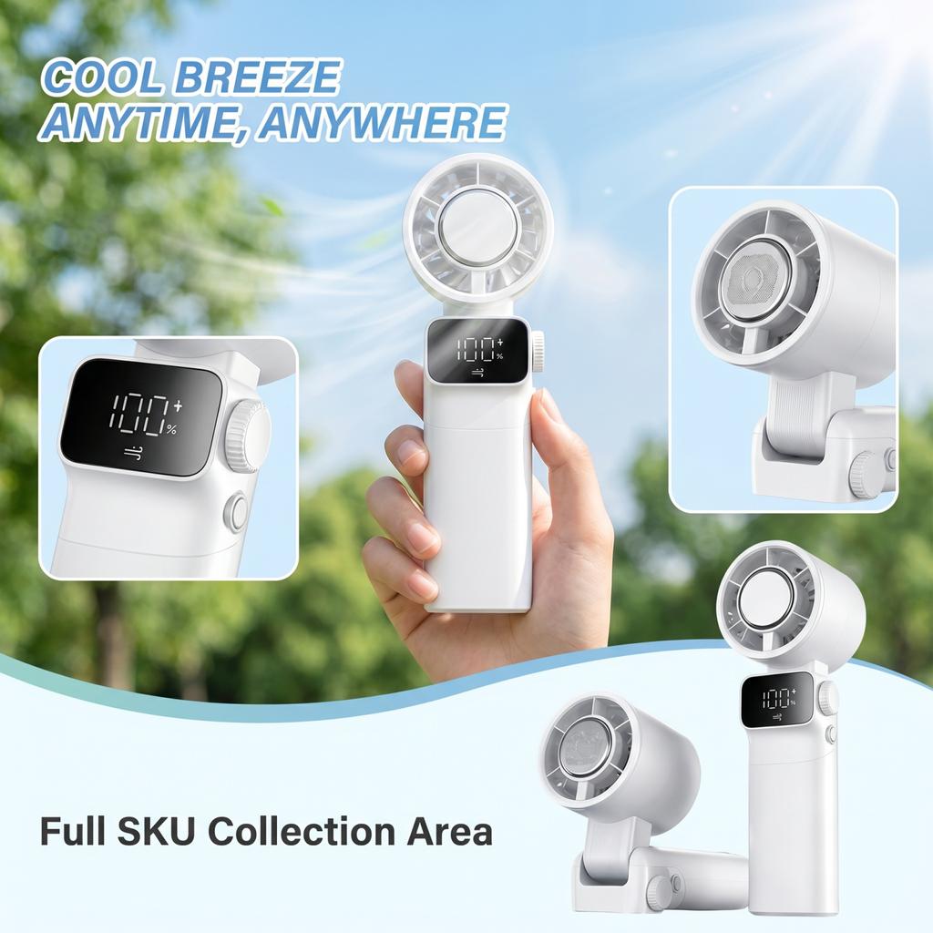 Portable Handheld Fan with Ice Function for Outdoor Summer Travel