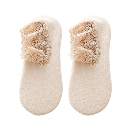 Women Winter Ankle Socks Thermal Socks with Lace Cuffs Warm Socks with Anti-Slip Sole for Daily Wear Street Dates