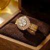 Fashion Inlaid Sparkly Cubic Zircon Round Rings For Women Luxury Full Rhinestone Geometric Finger Ring Party Jewelry Gift