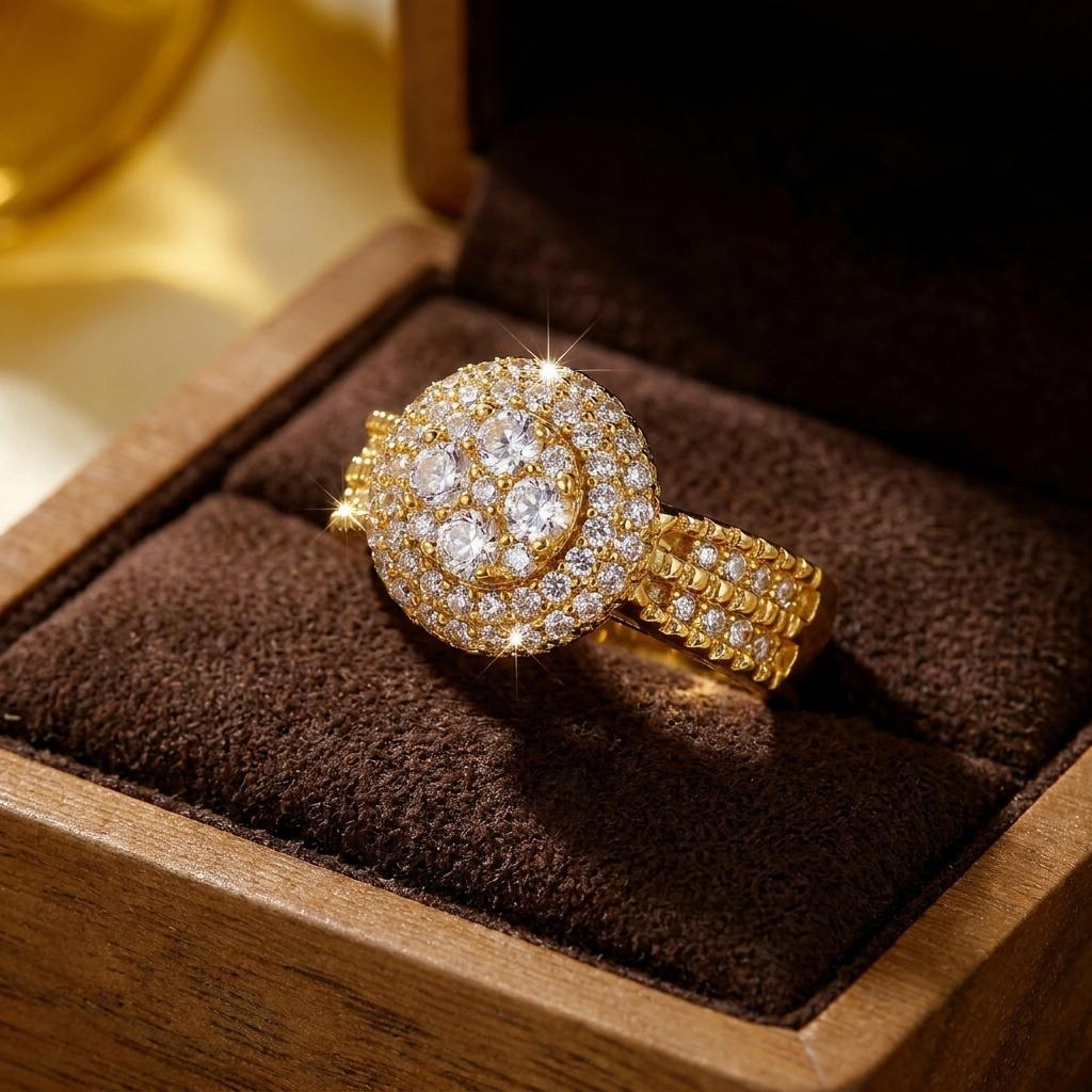 Fashion Inlaid Sparkly Cubic Zircon Round Rings For Women Luxury Full Rhinestone Geometric Finger Ring Party Jewelry Gift