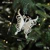 White Irregular Pendant with Gold Glitter Angel Wings, Single Pack Christmas Tree Ornament.