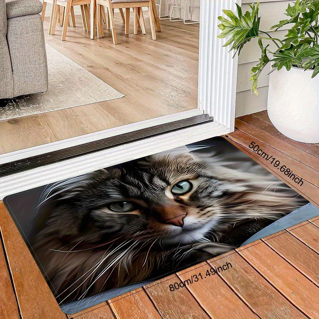 1Pcs cute Cat Pattern Floor Mat Modern Kitchen polyester Rug Non-Slip Colorful Indoor Carpet, For Home Bathroom Bedroom Living Room Decor