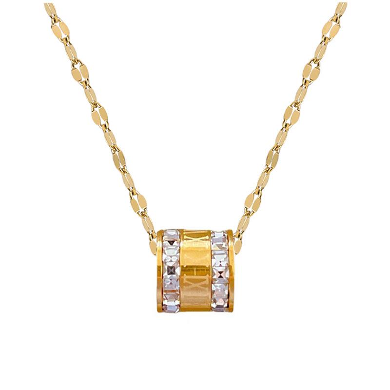 Zircon Small Waist Personality Minimalist Furnace Real Gold Necklace Female Collarbone Chain