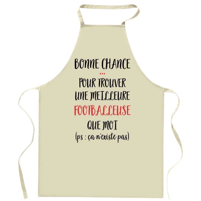 Tablier de cuisine - Planetee - Footballeuse « ça n'existe pas » - Coton robuste - Impression durable (Bretagne)