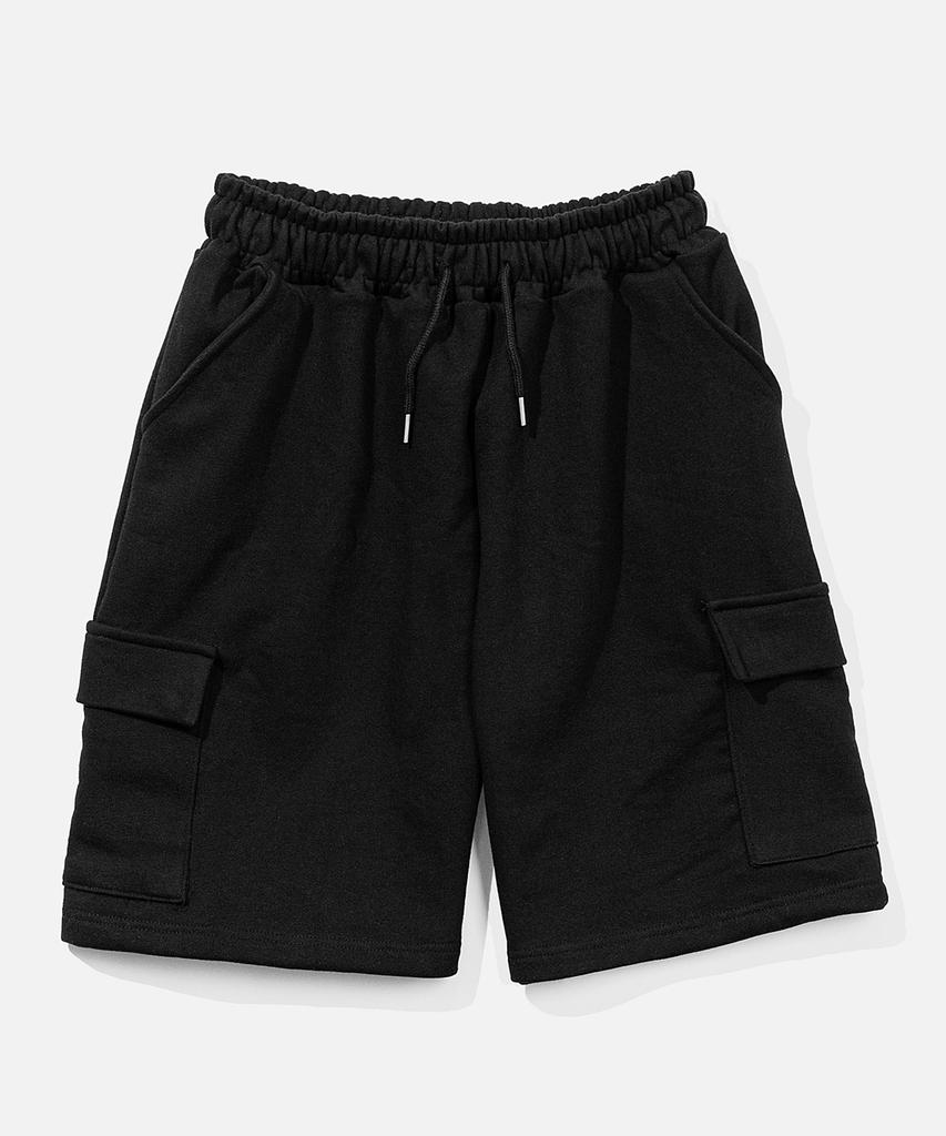 Bastic Wide Sweat Cargo Half Pants_Black