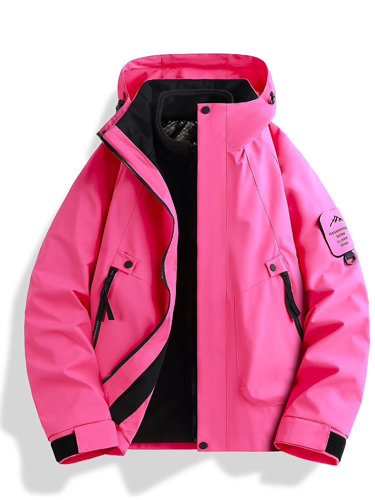 Skijacke Set: Schwarz-Gold-Fleece Warme Innenlage mit 75D Doppelwarp-Schuss, Drei-in-Eins-Design für Paare