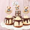 12Pcs Cute Cartoon Blue Pink Bear Birthday Cupcake Insert Birthday Party Cake Decoration Decoration