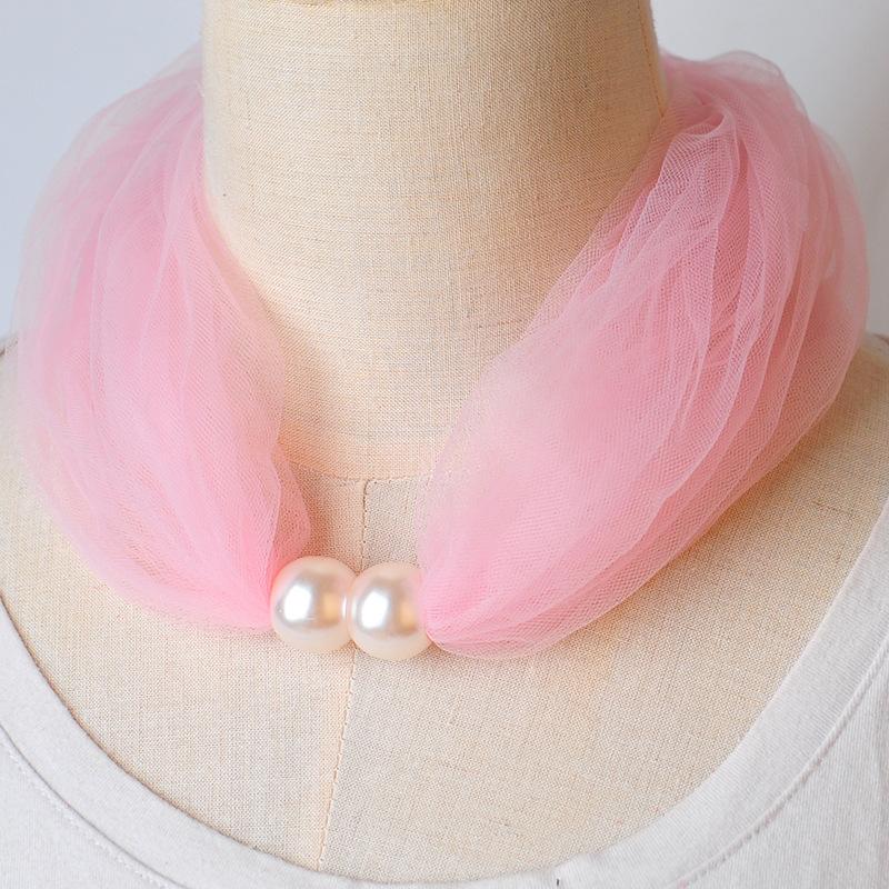 Elegante Netzspitze Perlendekoration Niedlicher Schal Halskette Hochzeit Abschlussball Schmuck Für Frauen Kurzer Halsbedeckung Bekleidungszubehör