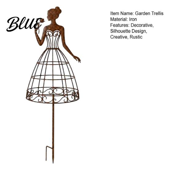 Artistic Garden Sculpture for Outdoors Vintage Lady Trellis Stake Rustic Metal Silhouette Plant Support Climbing Botanical Decor Outdoor Spaces Vines