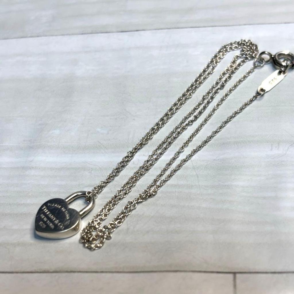 Used TIFFANY & Co. Return To Heart Lock Mini Necklace 925 Storage Bag