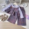 Plaid Girls' Suit - Spring/Fall Fashionable Three-Piece Set