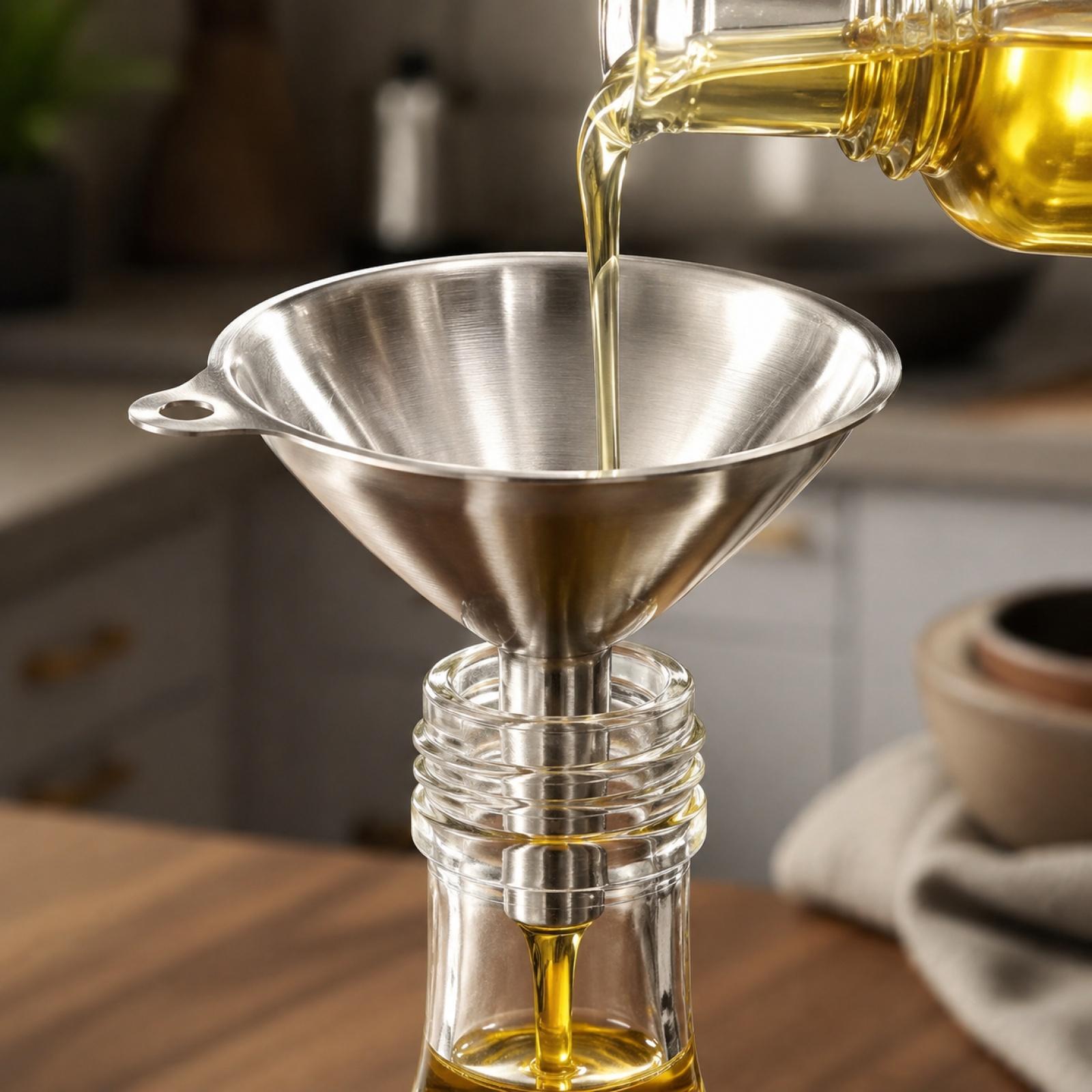 

Stainless Steel Funnel Set 3 Pieces Food Grade Mini Funnels for Kitchen Use with Hanging Ring Compact Size for Precise Pouring and Transfer one size срібний