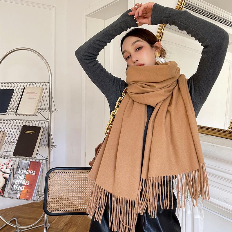 Black Scarf Cashmere Woman Wool Ladies Scarf Warm Checkered Scarf Women'S Winter Scarves Autumn