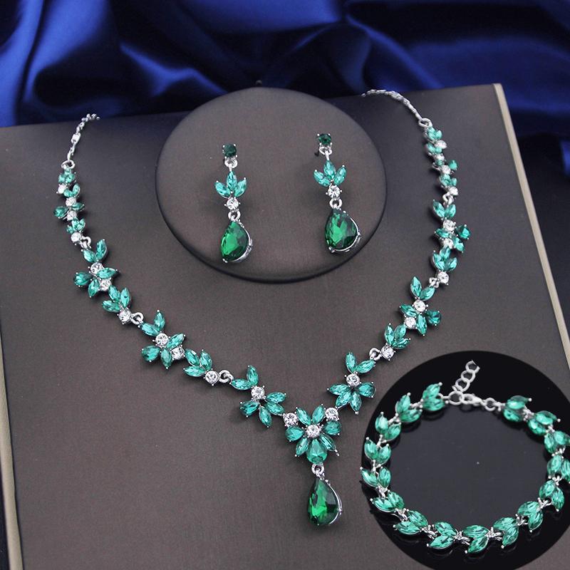 3 ks limetkově zelených sad šperků pro ženy Módní náušnice Náramky Choker Náhrdelník Set Ples Svatba Svatba Šperky Doplňky