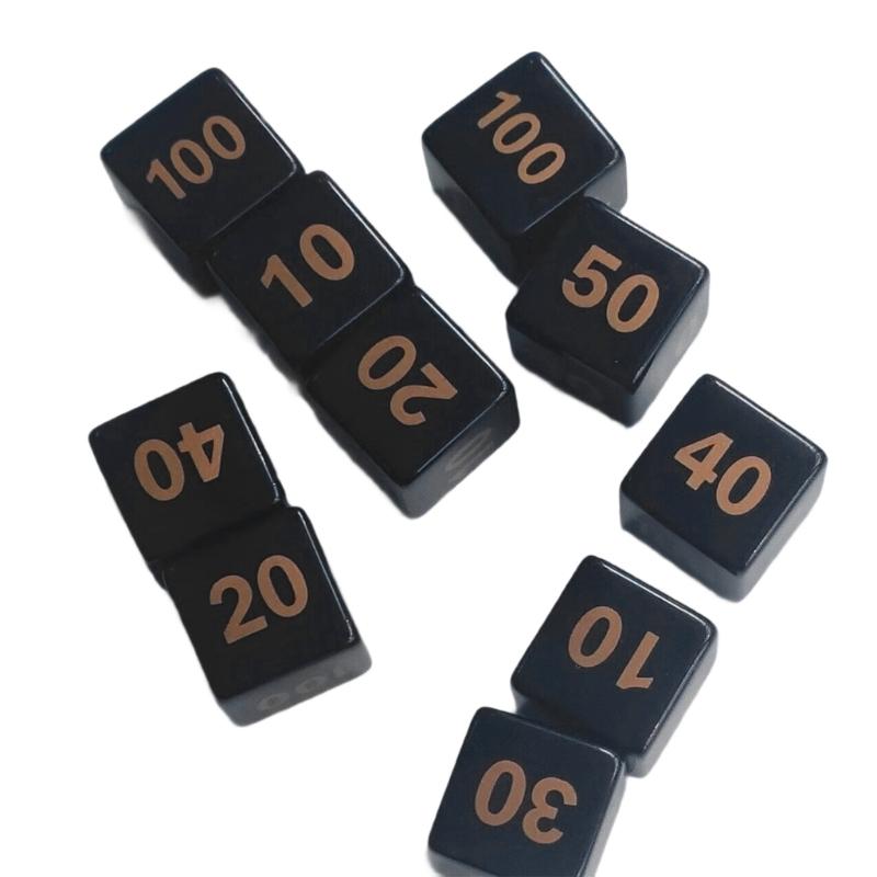 10Pcs Acrylic 6 Sided Round Corner Dices Mult Sided Table Game Dices Math Counting Teaching Tool Mahjong Accessories