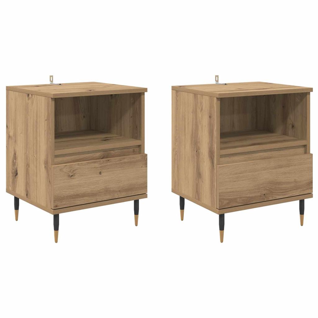 Nightstand 2 Pcs. Artisan Oak 40 x 35 x 50 cm Engineered Wood
